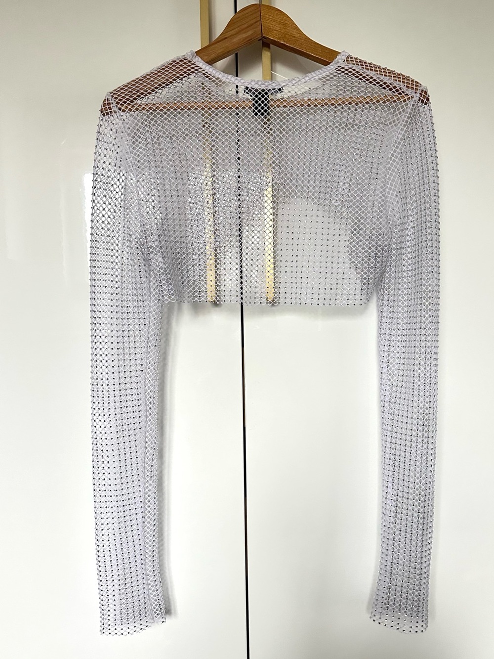 Mesh Rhinestone Cropped Top - Silver medium - Picture 2 of 3